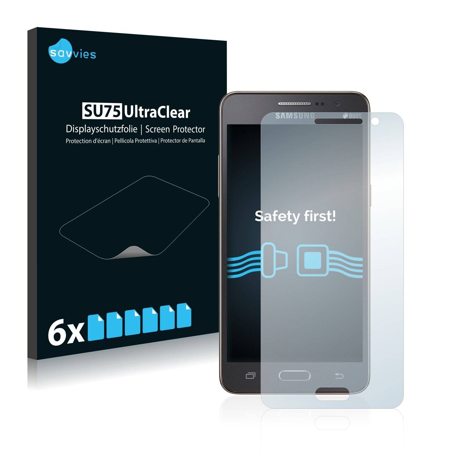 6x Savvies SU75 Displayschutzfolie für Samsung Galaxy Grand Prime