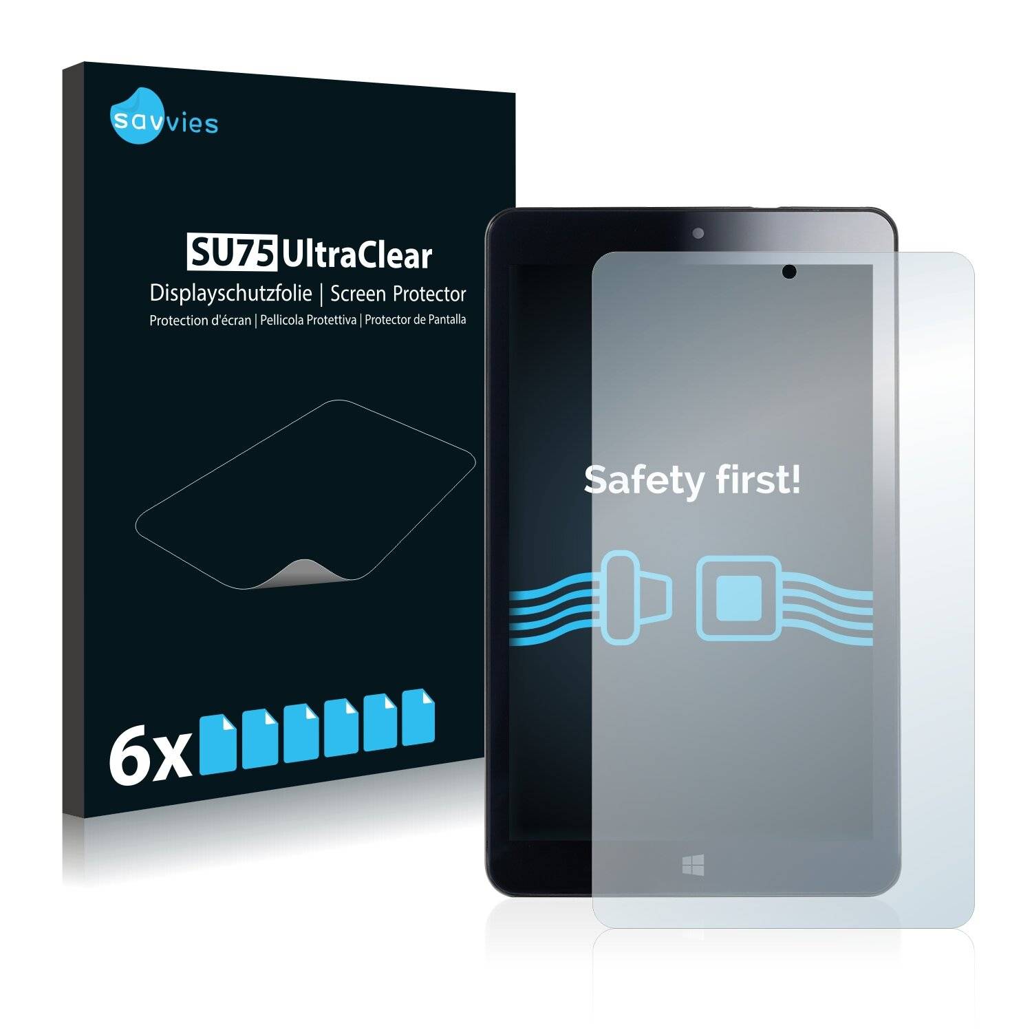 6x Savvies SU75 Displayschutzfolie für Touchlet Xwi.8