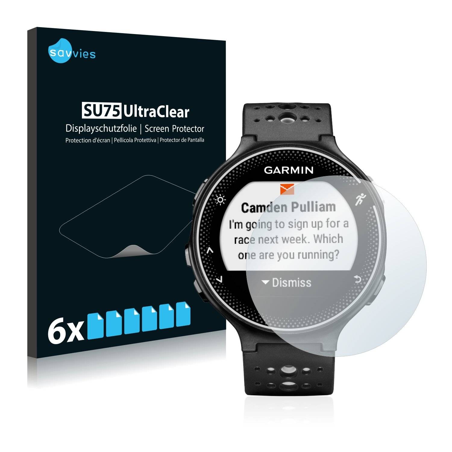 6x Savvies SU75 Displayschutzfolie für Garmin Forerunner