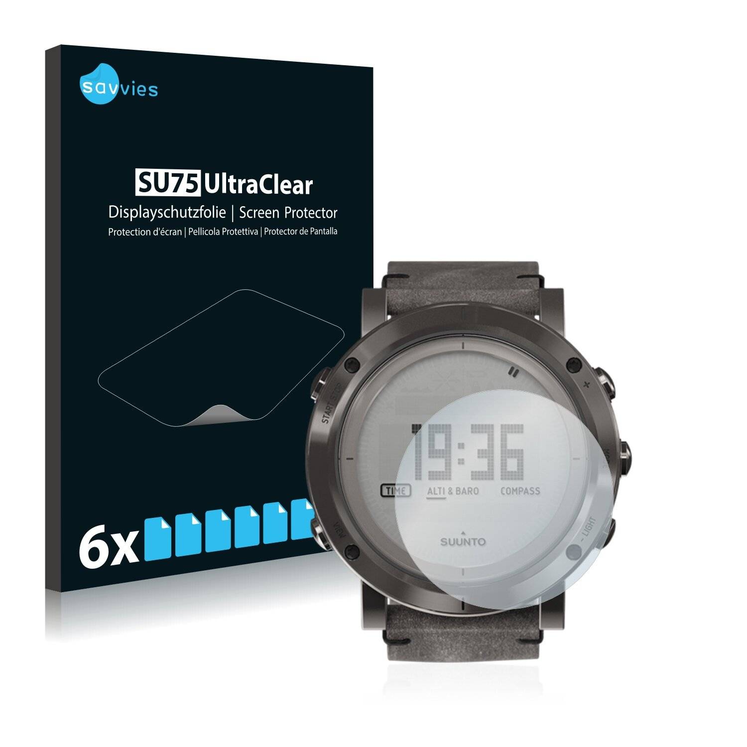 6x Savvies SU75 Displayschutzfolie für Suunto Essential