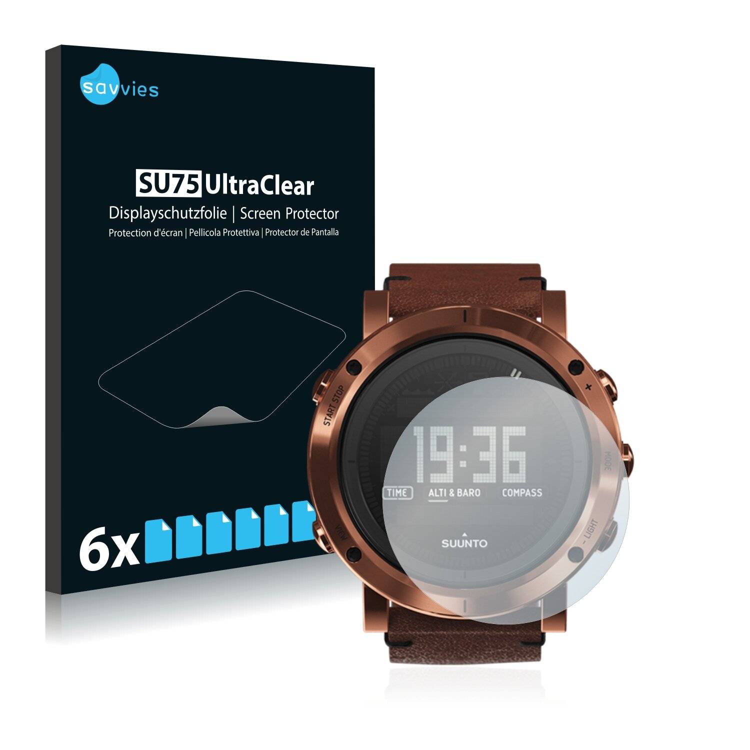 6x Savvies SU75 Displayschutzfolie für Suunto Essential