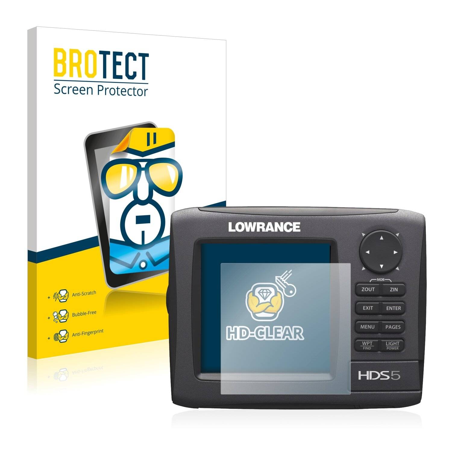 2x BROTECT HD-Clear Displayschutzfolie für Lowrance HDS-5