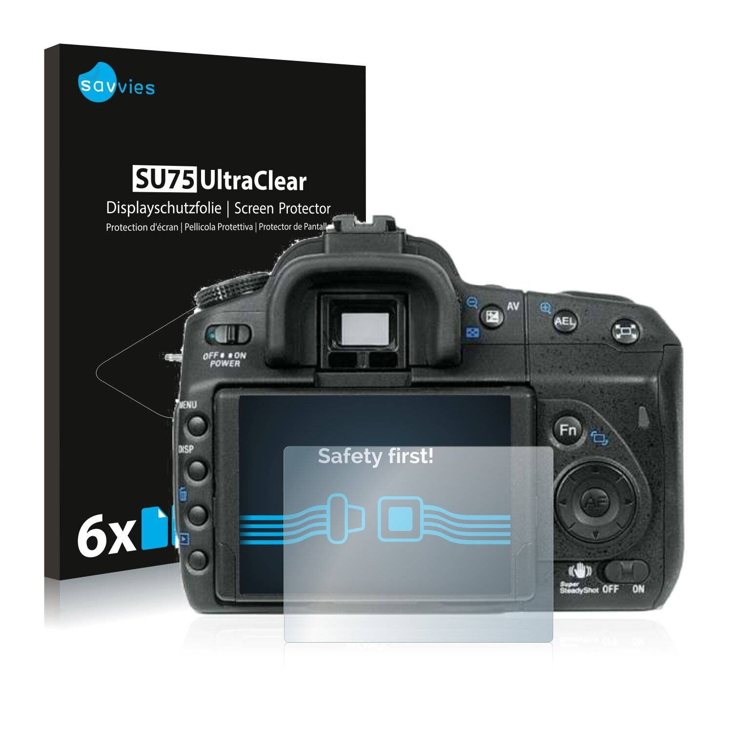 6x Savvies SU75 Displayschutzfolie für Sony Alpha 350