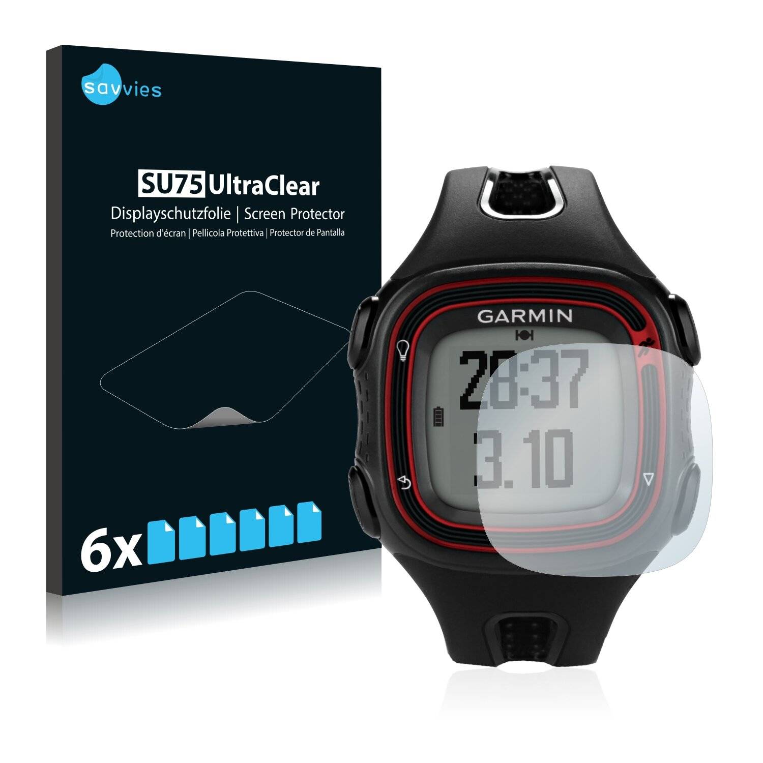6x Savvies SU75 Displayschutzfolie für Garmin Forerunner 10