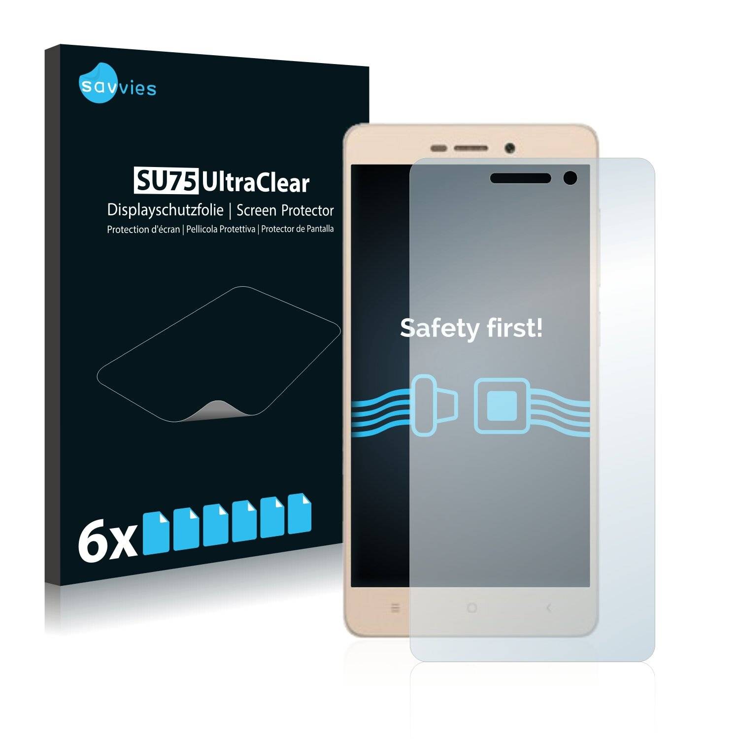 6x Savvies SU75 Displayschutzfolie für Xiaomi Redmi