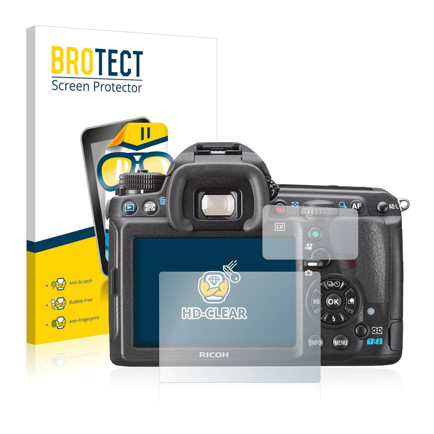 2x BROTECT HD-Clear Displayschutzfolie für Pentax K3,