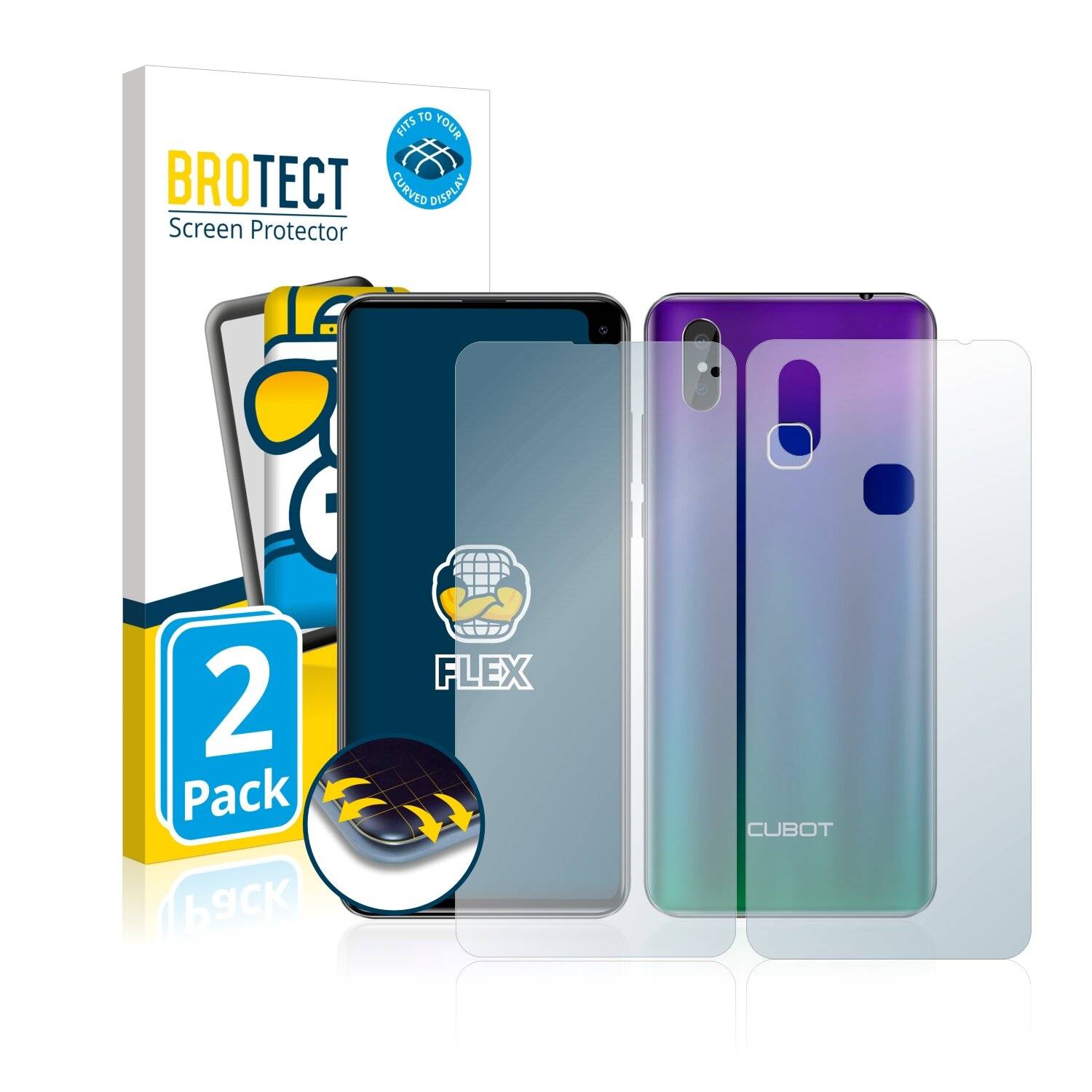 2x BROTECT Flex Full-Cover Displayschutzfolie für Cubot Max 2 (Vorder +