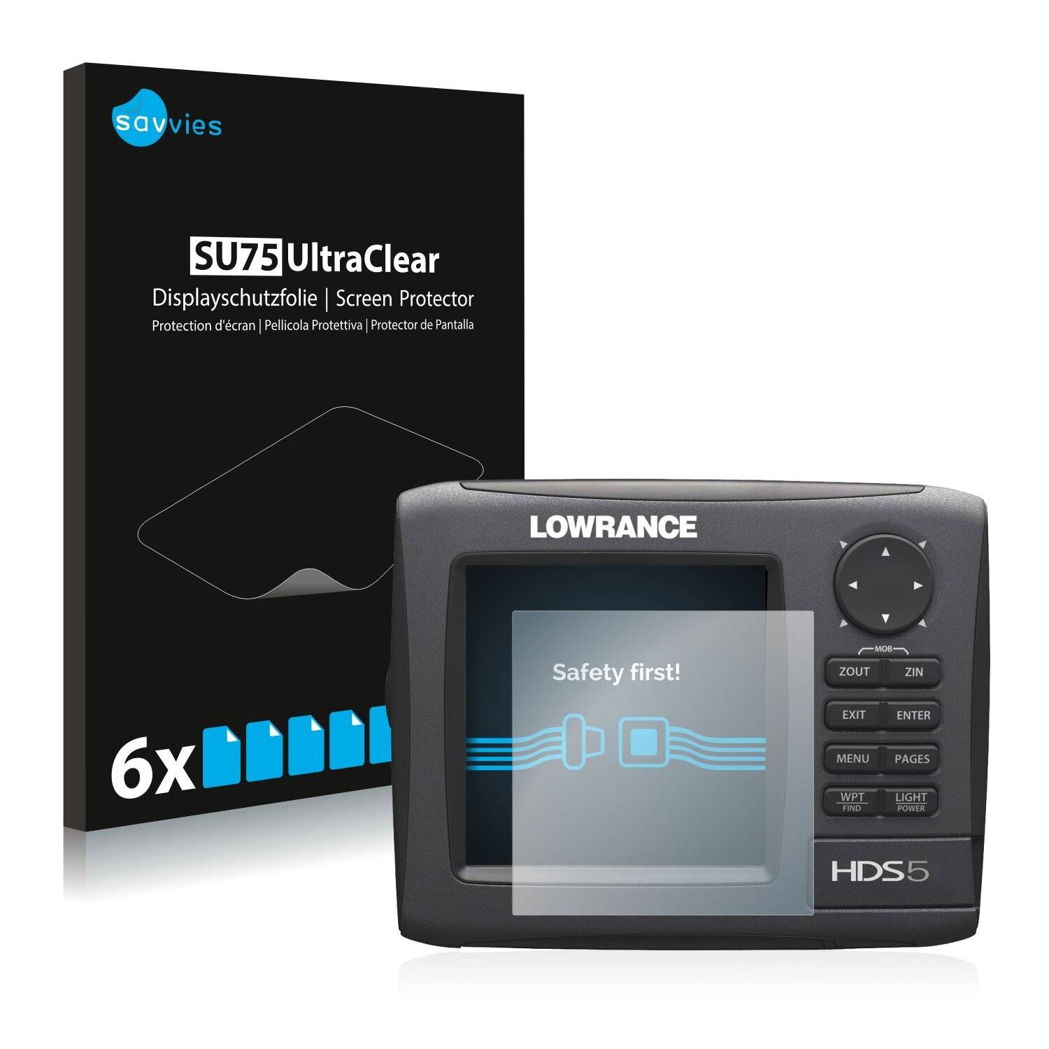 6x Savvies SU75 Displayschutzfolie für Lowrance HDS-5
