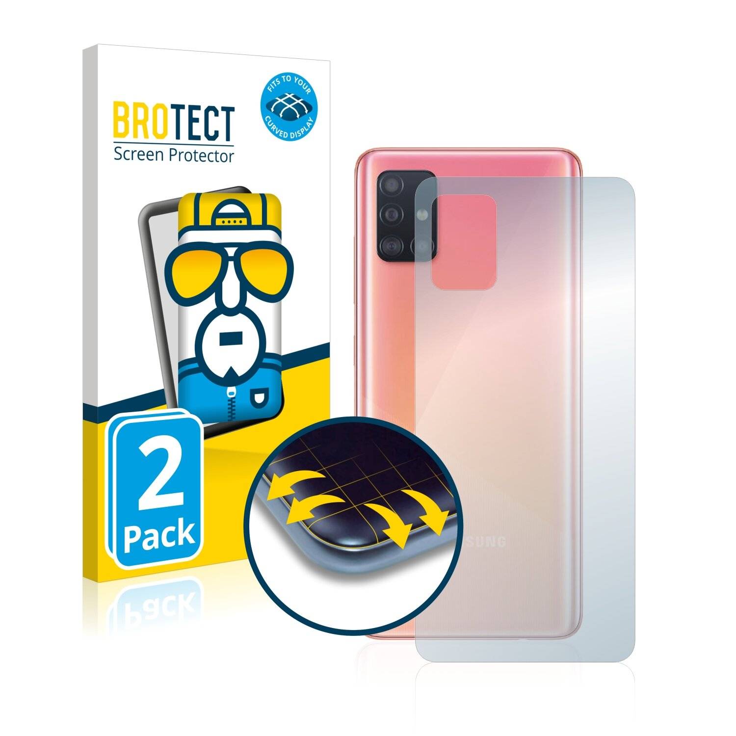 2x BROTECT Flex Full-Cover Displayschutzfolie für Samsung Galaxy A51