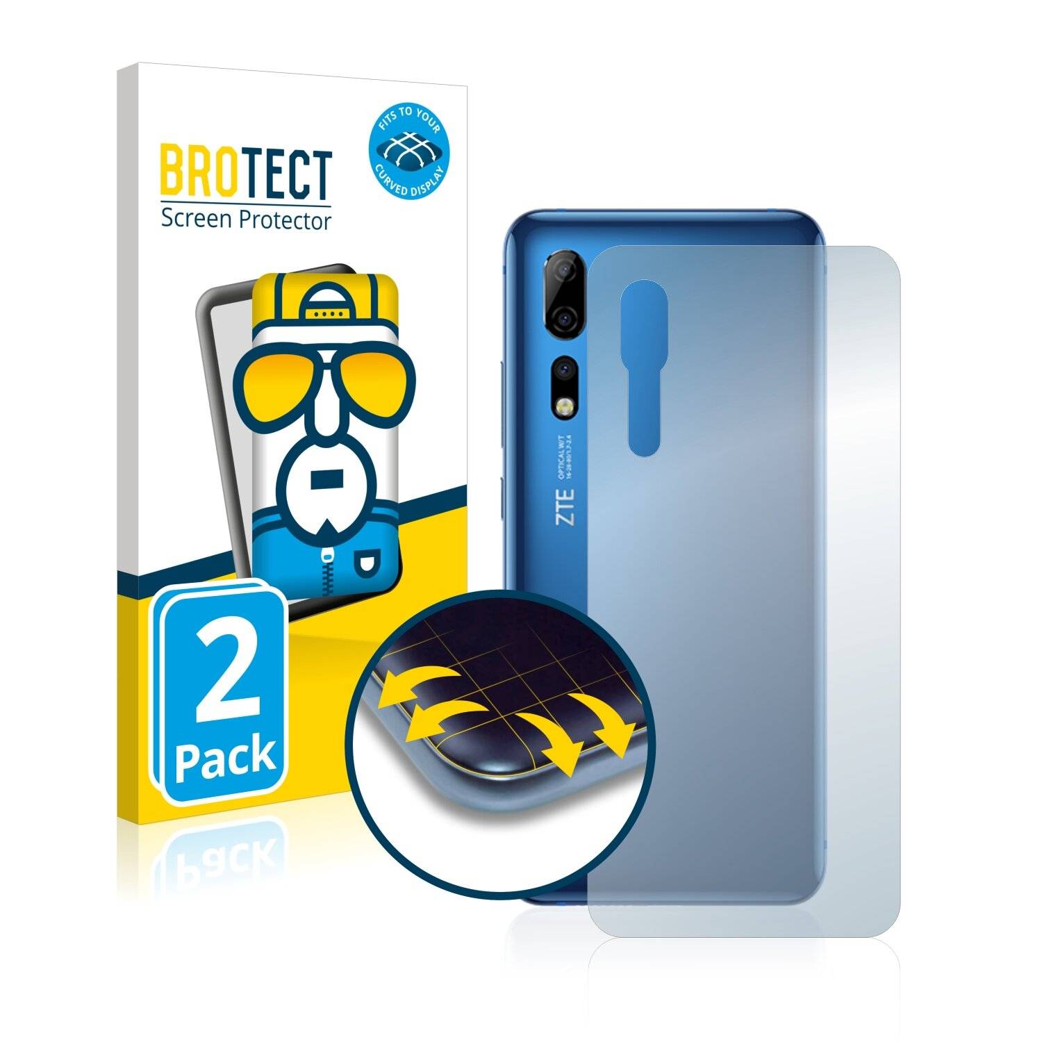 2x BROTECT Flex Full-Cover Displayschutzfolie für ZTE Axon 10s Pro