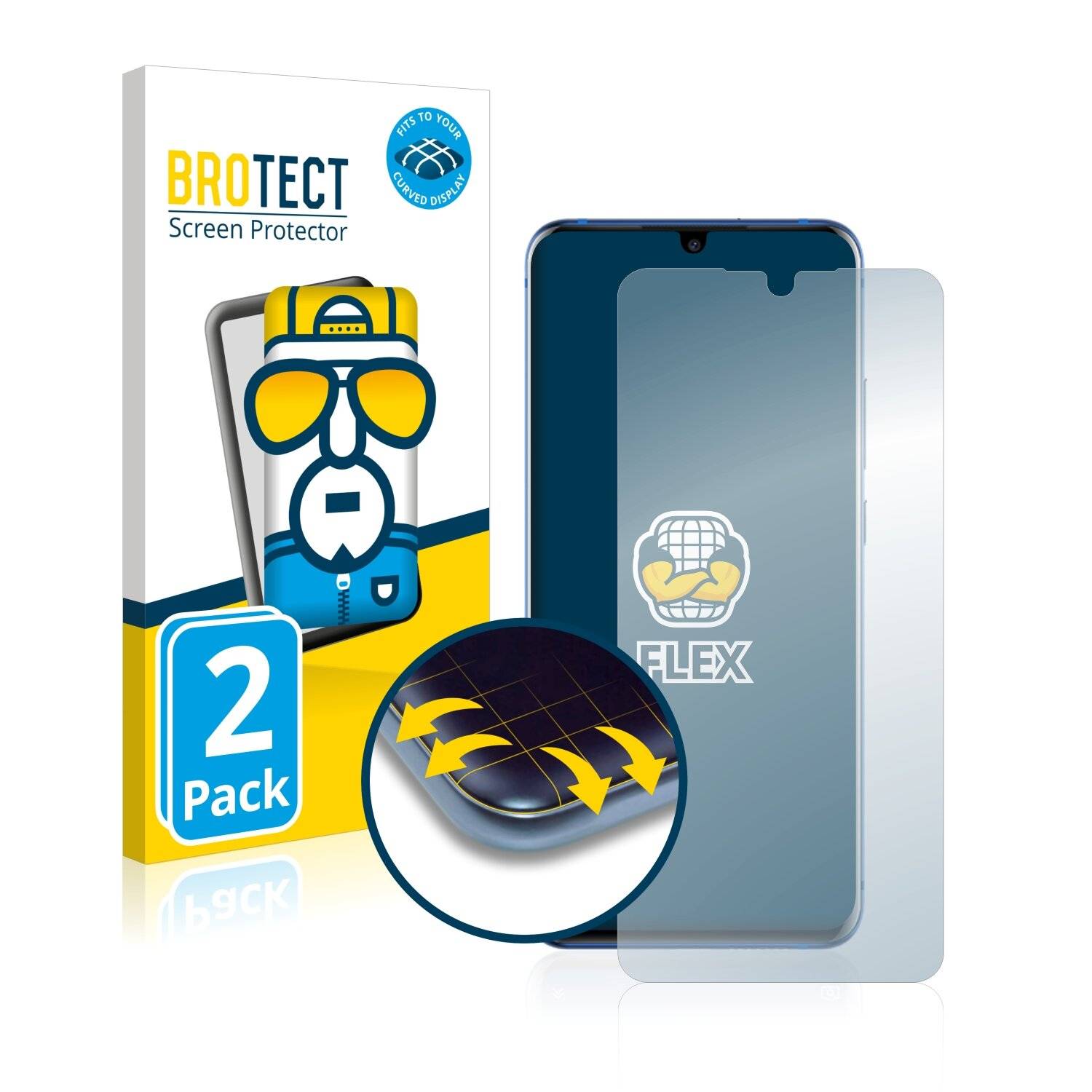 2x BROTECT Flex Full-Cover Displayschutzfolie für ZTE Axon 10s