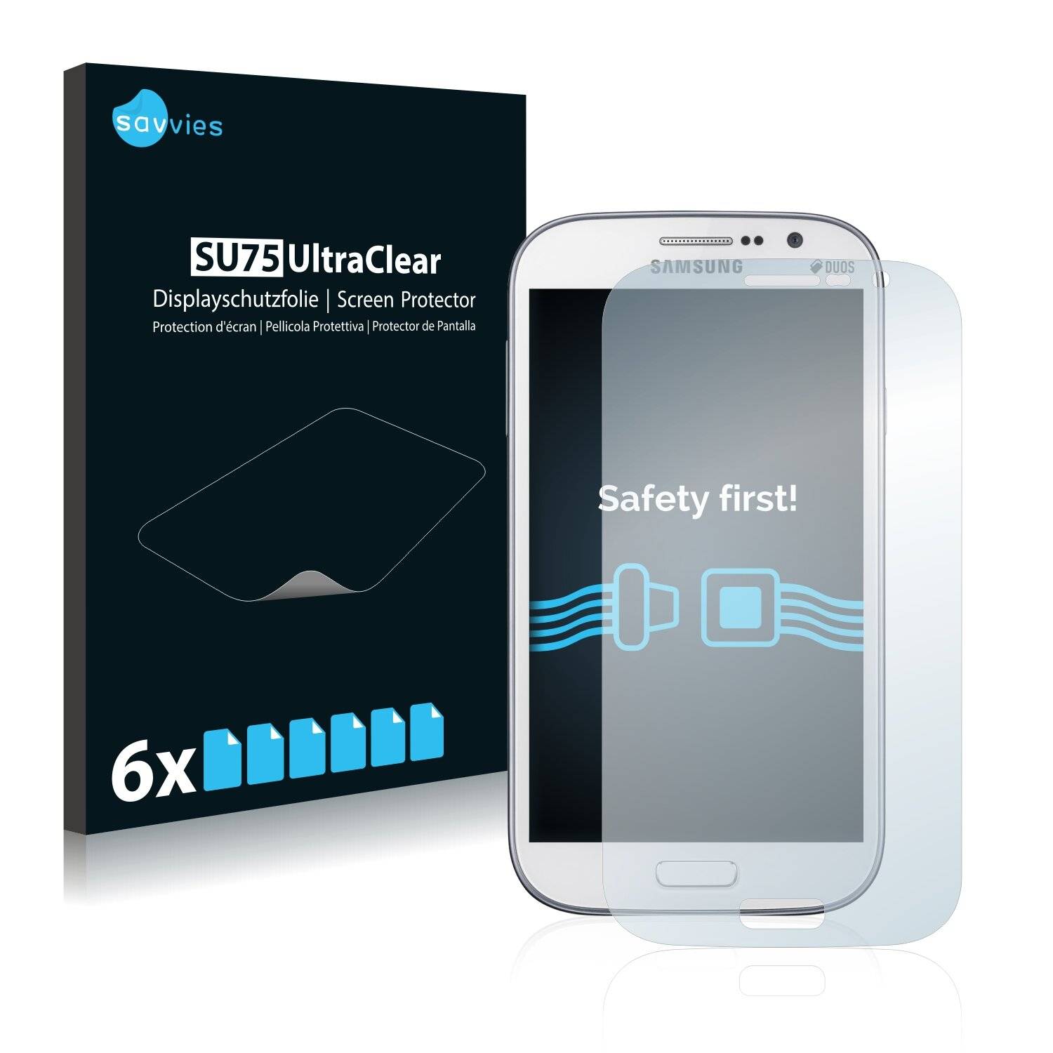 6x Savvies SU75 Displayschutzfolie für Samsung Galaxy Grand