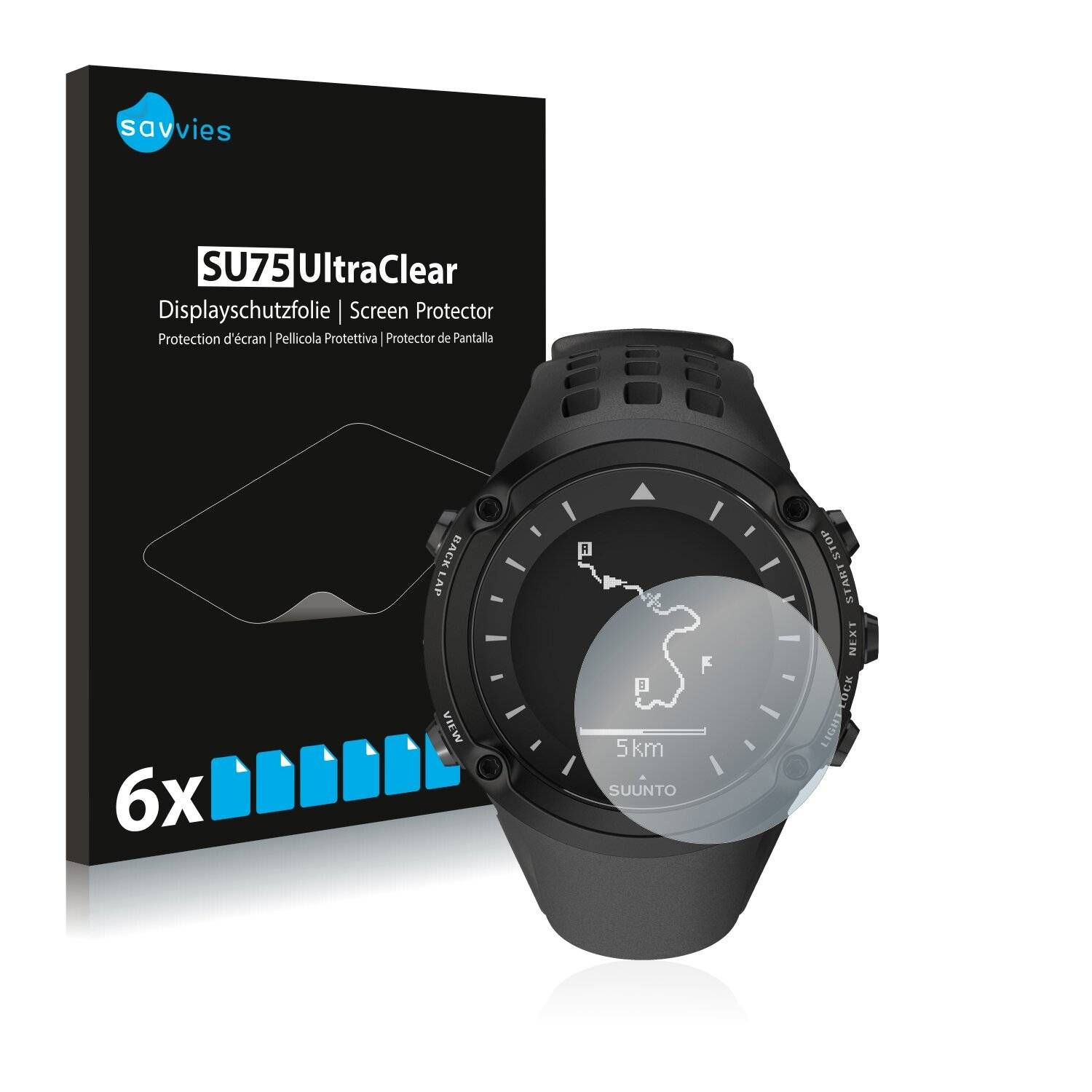 6x Savvies SU75 Displayschutzfolie für Suunto