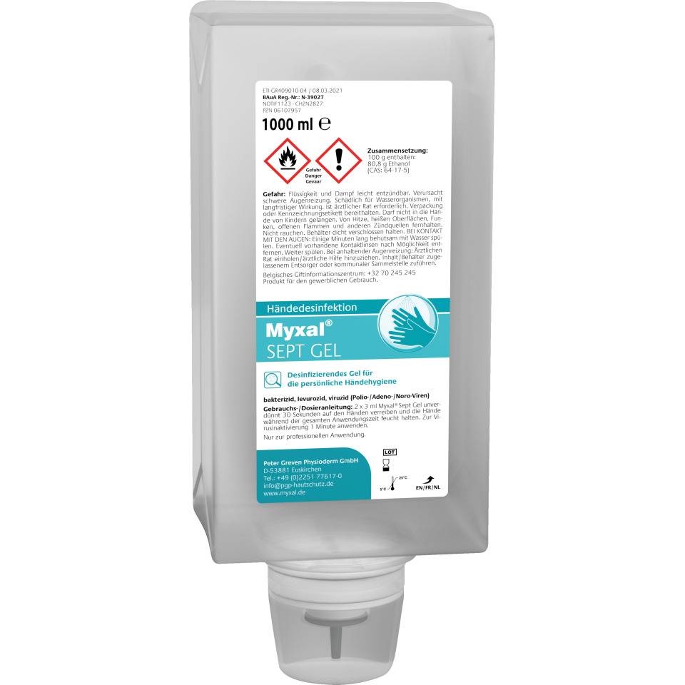 Physioderm® Desinfektionsgel MYXAL® SEPT, z.Händedesinfektion, 1000ml/Varioflasche