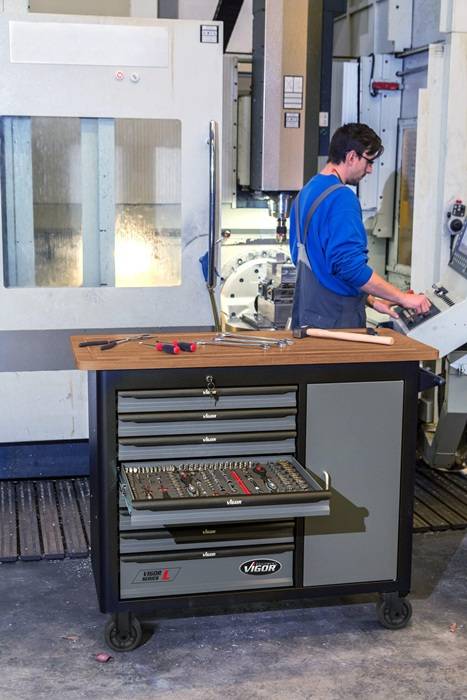 Werkbank, V4813, H1000xB1091xT481mm, Schubladenanzahl 8 40 kg, 8 Schubladen