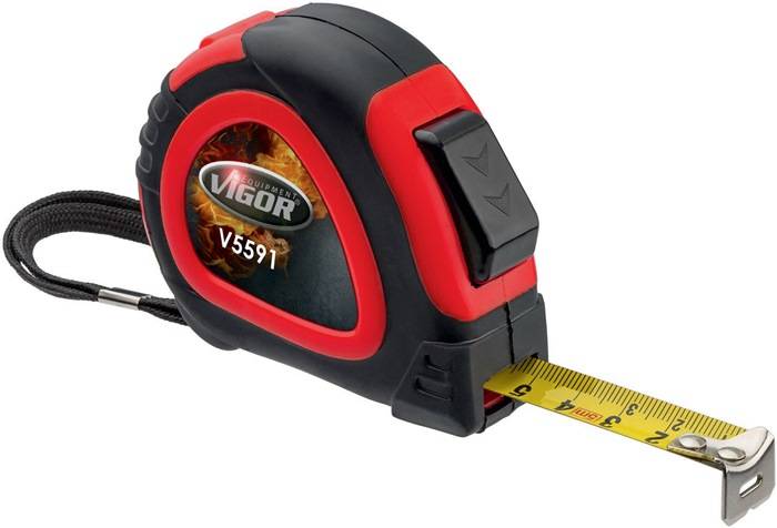 Bandmaß, V5591, L.5m B.19mm, magn.Anschlag, Gürtelclip Handschlaufe