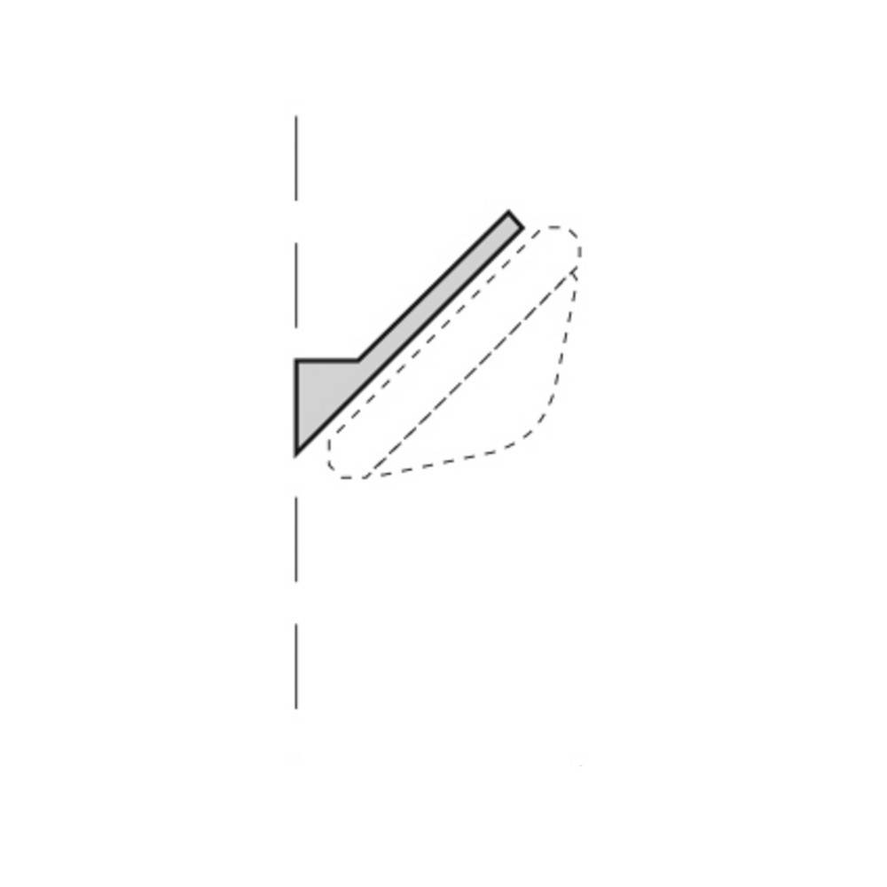 Diagramm eines an einer Wand montierten geneigten Sitzes, Seitenansicht mit dargestellten Winkeln.