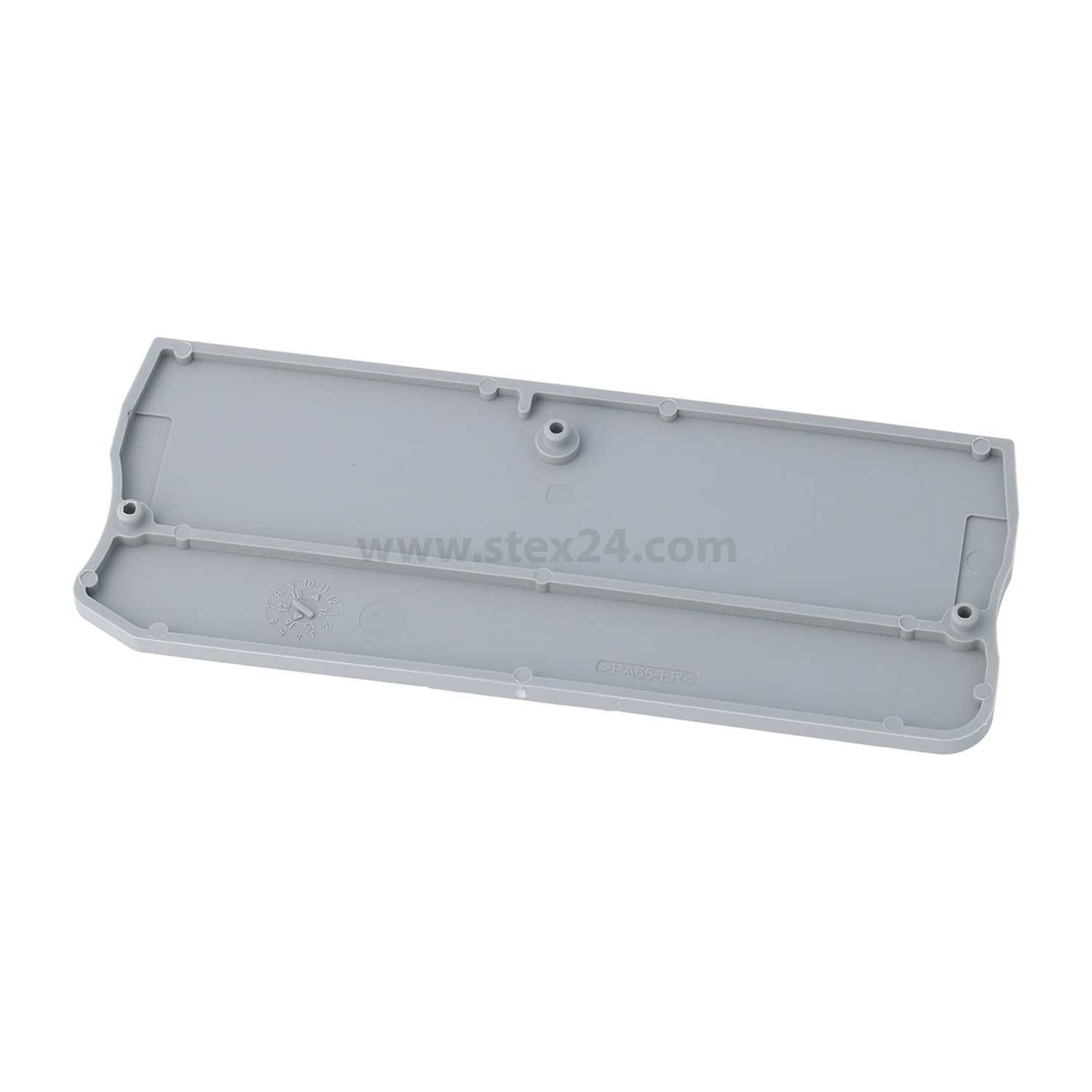 Kunststoff-Rückabdeckung oder -panel mit Schraublöchern und geprägtem Text 'www.stex24.com'.