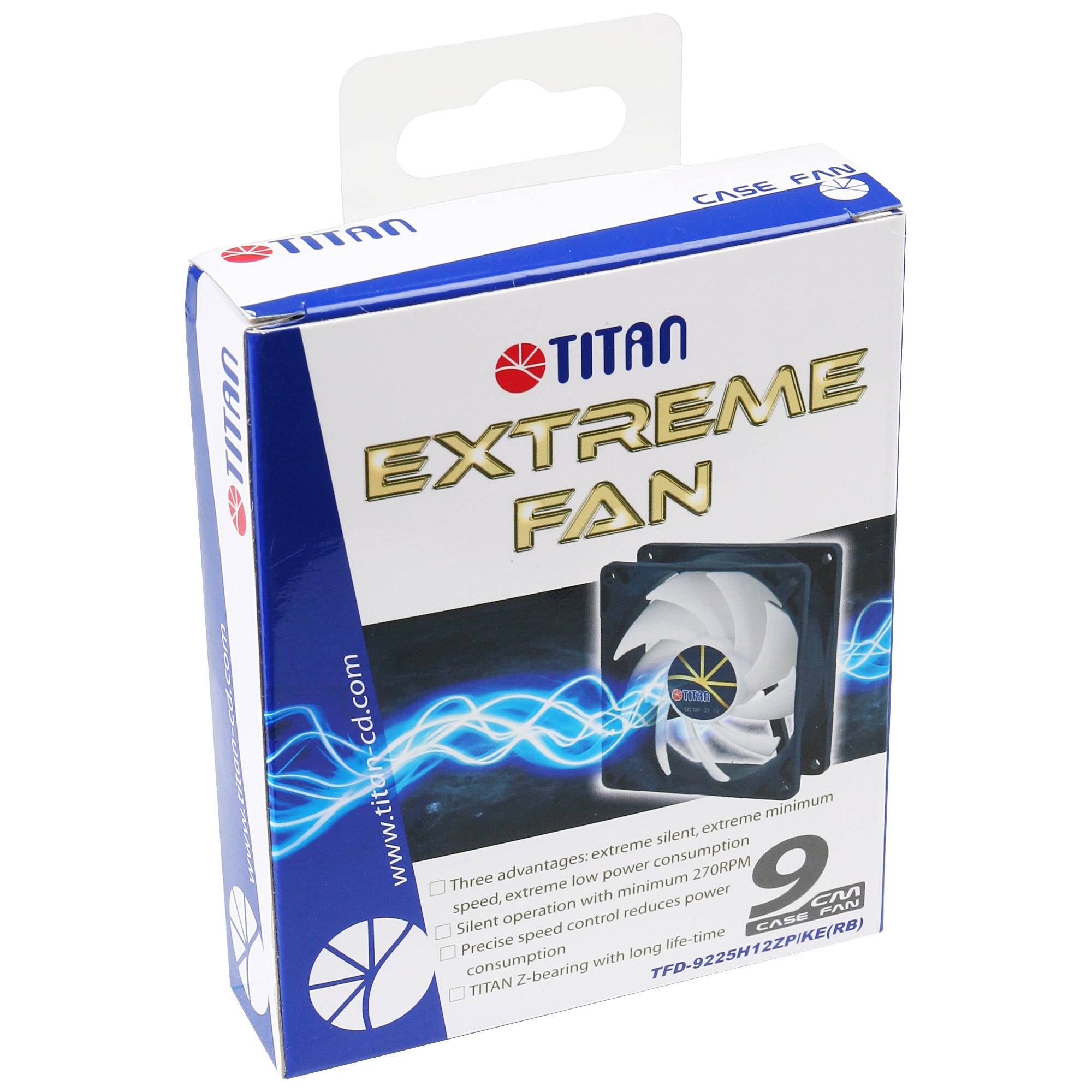 Titan TFD-9225H12ZP/KE(RB), Ventilator, 9,2 cm, 270 RPM, 2700 RPM, 23 dB, 47,56 cfm