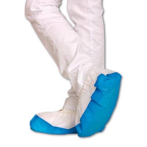 Einweg-Überschuh Überziehschuh, PERFECTLY SAFE, Rutschhemmend, Größe 40cm, Weiß-Blau, 50 Stück