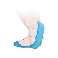 Einweg-Überschuh Überziehschuh mit starker CPE-Sohle für Hygomat, Größe 44cm, Weiß-Blau, 70 Stück