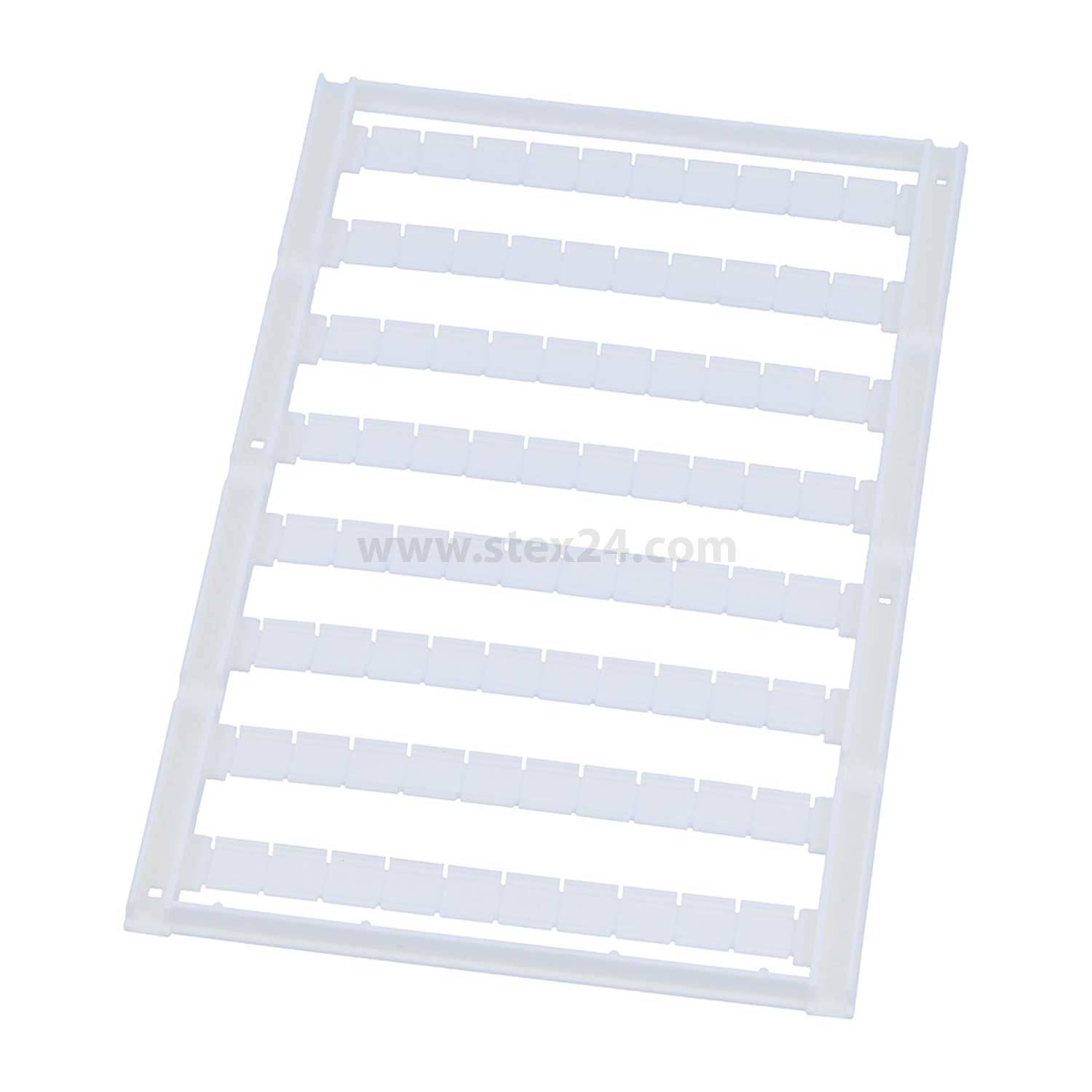 Ein rechteckiger Kunststoffeinsatz mit mehreren horizontalen Schlitzen, entworfen zur Organisation oder zum Befestigen von Gegenständen.