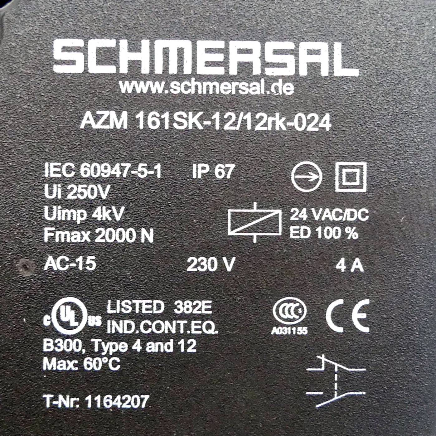 Schmersal Sicherheitsschalter (AZM 161SK-12/12rk-024)