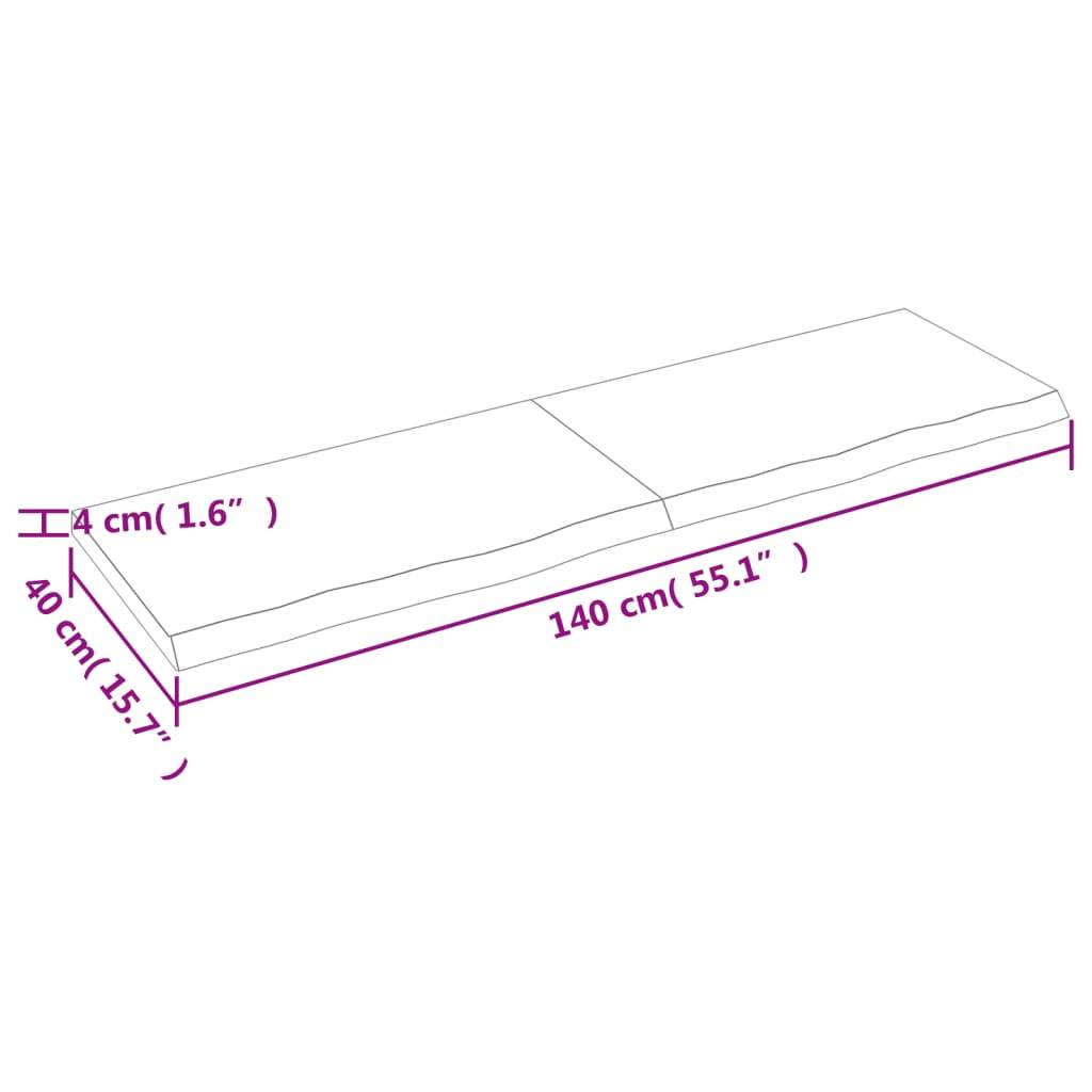 vidaXL Waschtischplatte Hellbraun 140x40x(2-4) cm Massivholz Behandelt