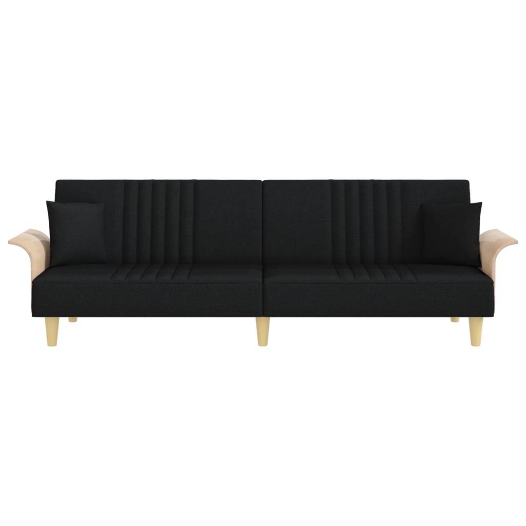 vidaXL Schlafsofa mit Armlehnen Schwarz Stoff