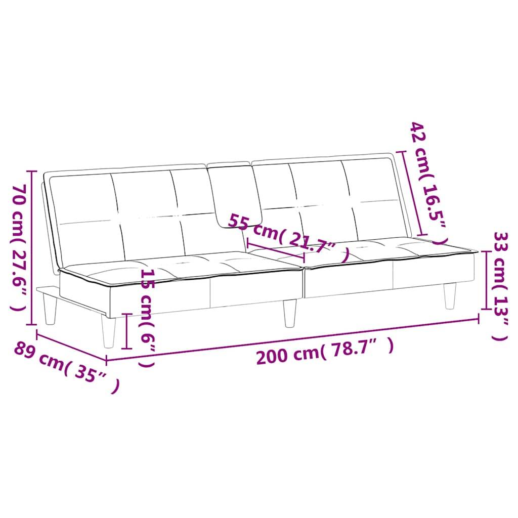 vidaXL Schlafsofa mit Getränkehaltern Blau Samt