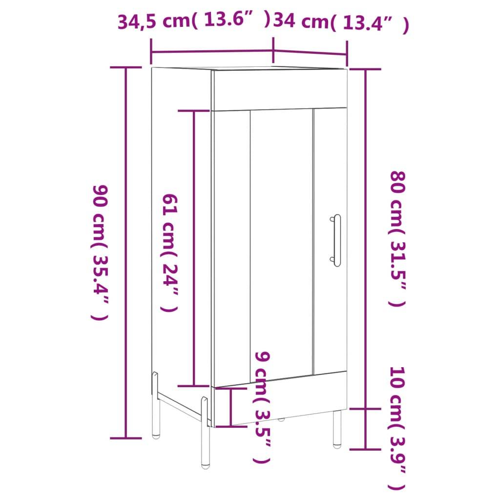 vidaXL Sideboard Grau Sonoma 34,5x34x90 cm Holzwerkstoff