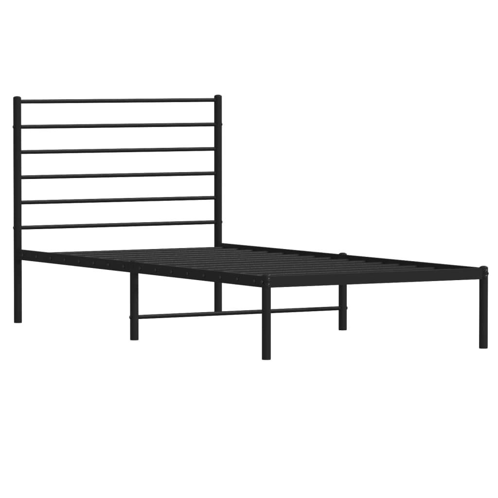 vidaXL Bettgestell mit Kopfteil Metall Schwarz 75x190 cm