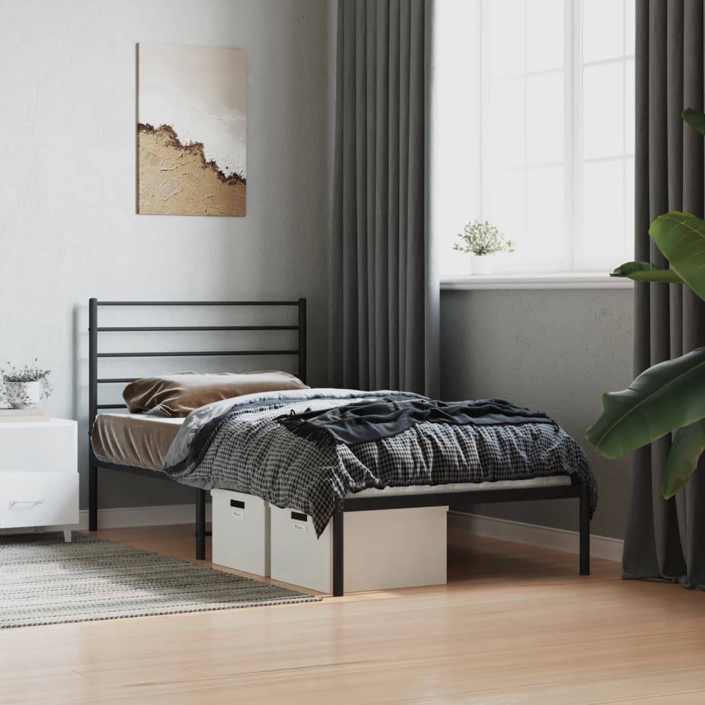 vidaXL Bettgestell mit Kopfteil Metall Schwarz 107x203 cm