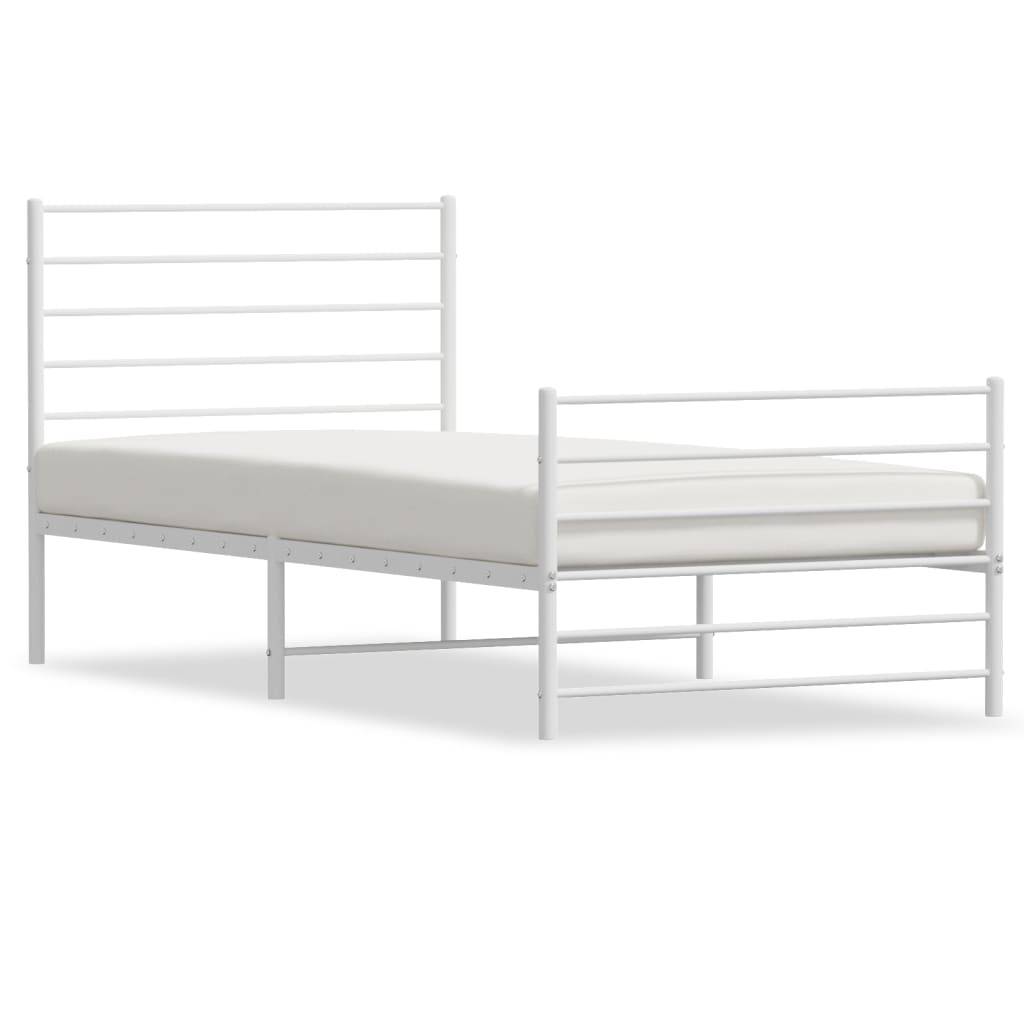 vidaXL Bettgestell mit Kopf- und Fußteil Metall Weiß 90x200 cm
