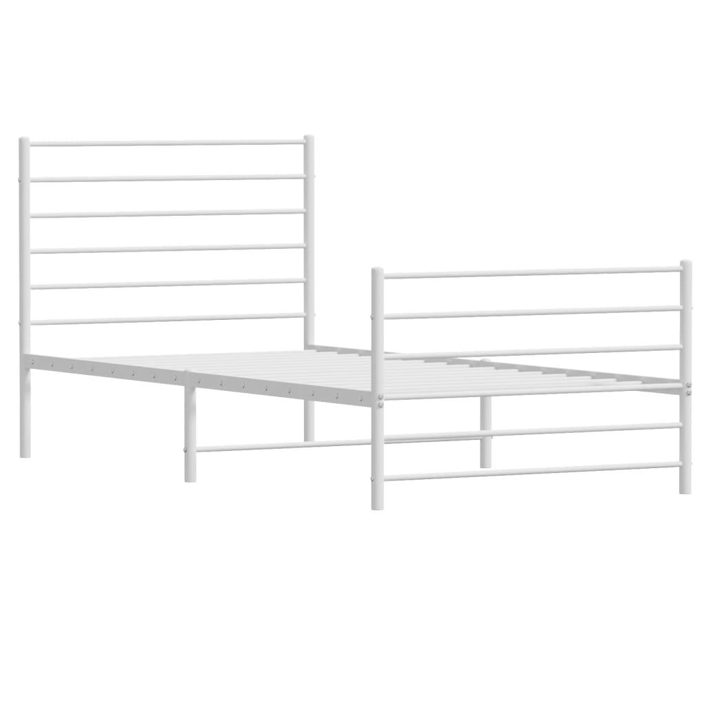vidaXL Bettgestell mit Kopf- und Fußteil Metall Weiß 90x200 cm
