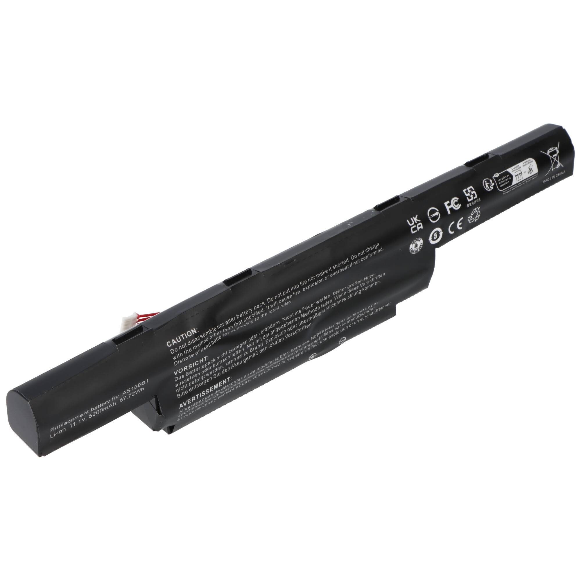 Akku passend für Acer Aspire E5-575G-53VG, E5-575-33BM, AS16B5J, AS16B8J, 11,1V, 5200mAh