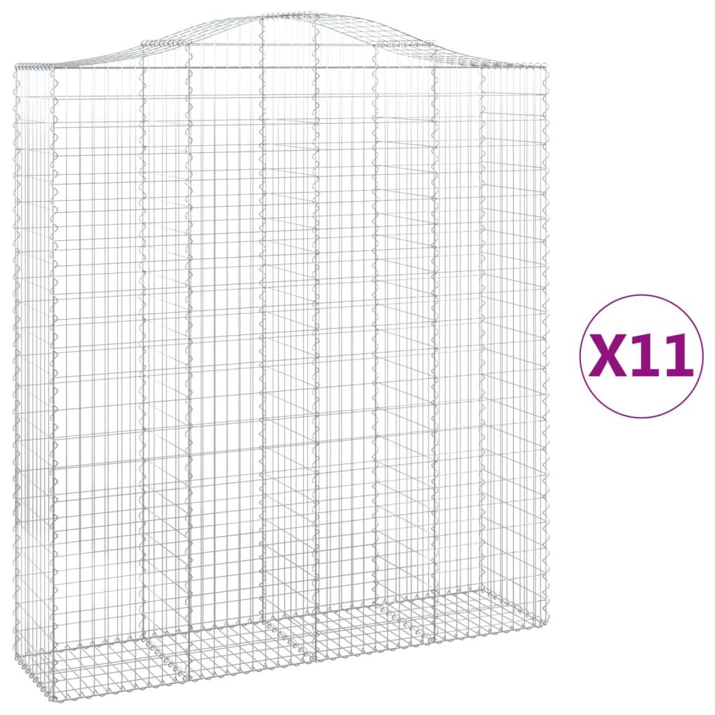 vidaXL Gabionen mit Hochbogen 11Stk. 200x50x220/240cm Verzinktes Eisen