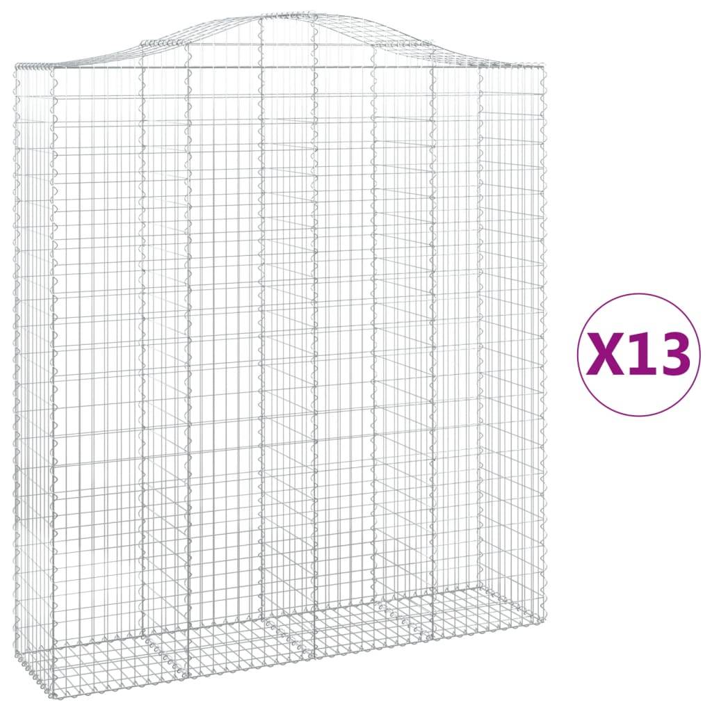 vidaXL Gabionen mit Hochbogen 13Stk. 200x50x220/240cm Verzinktes Eisen