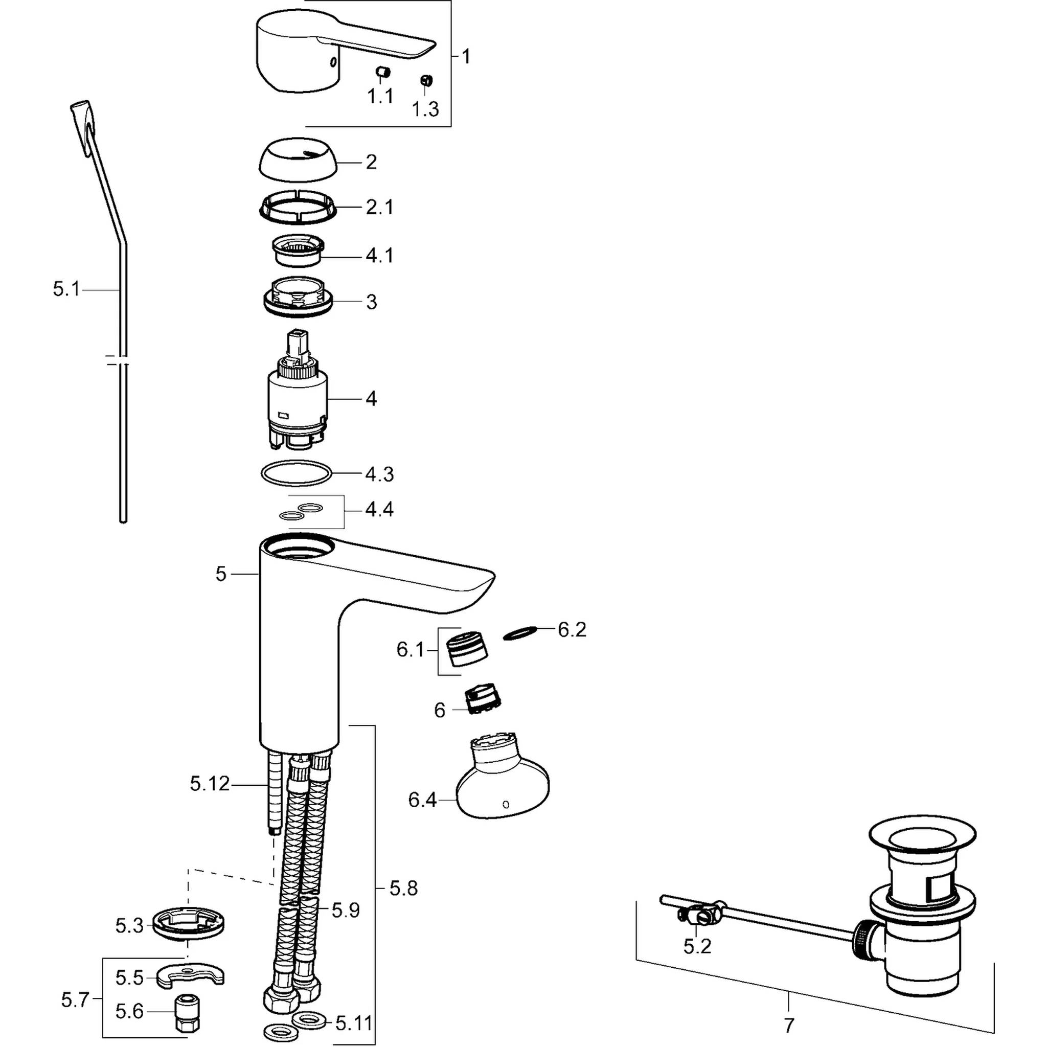 Hansa HA, Einhebelmischer Waschtischbatterie, HANSALIGNA 0608, Ausladung 108 mm, DN15, Chrom, 1 Stk.