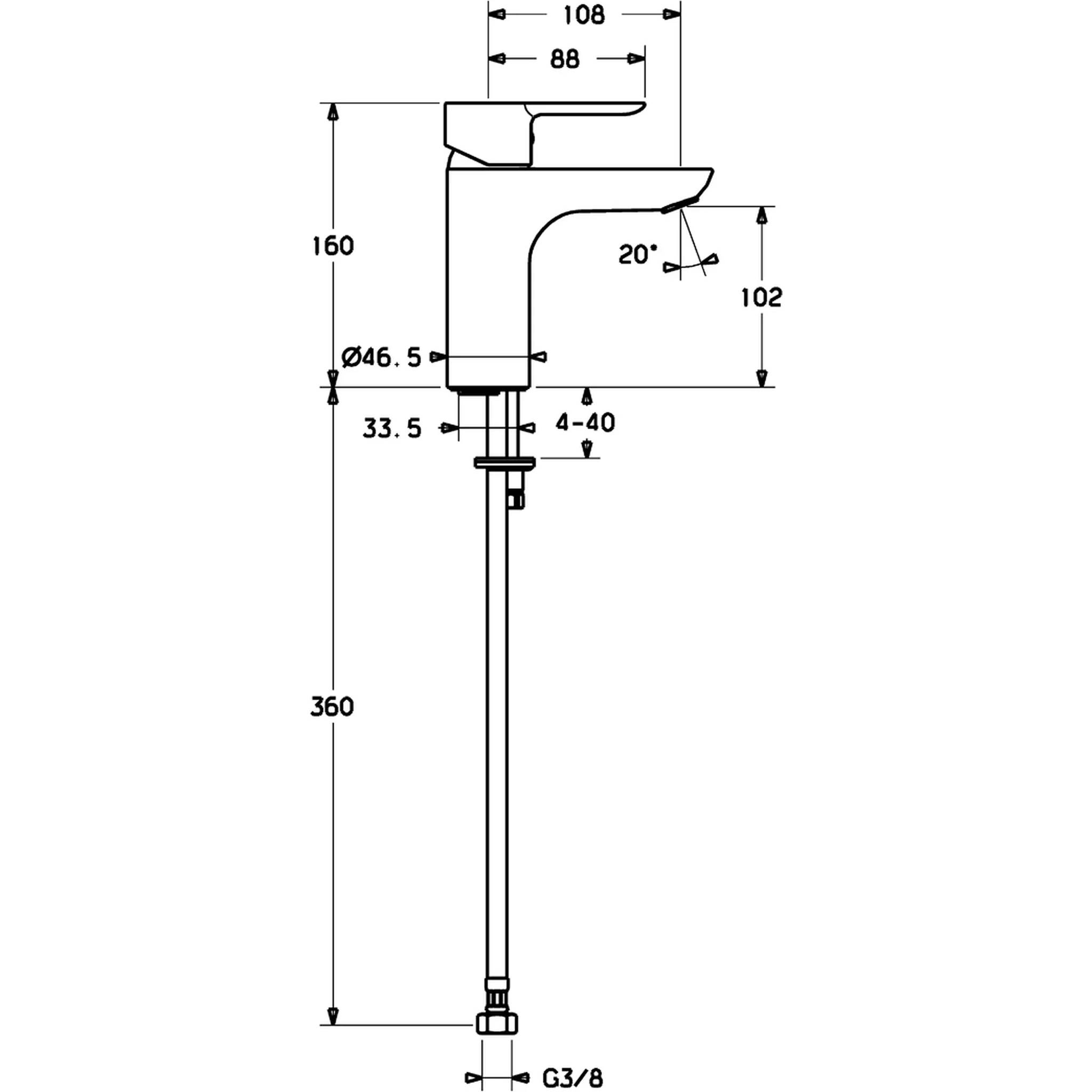 Hansa HA, Einhebelmischer Waschtischbatterie, HANSALIGNA 0608, Ausladung 108 mm, DN15, Chrom, 1 Stk.