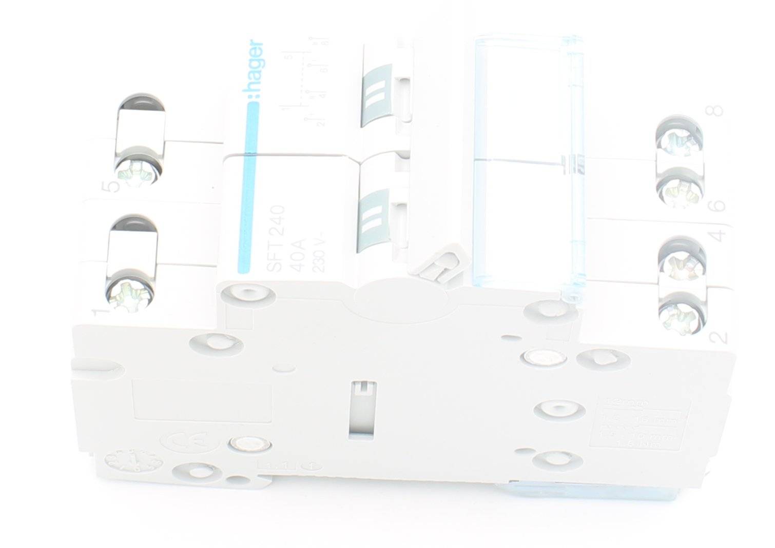 SFT240 - Hager - Wechselschalter 2 polig 40A mittig Aus, Fusskontakt oben