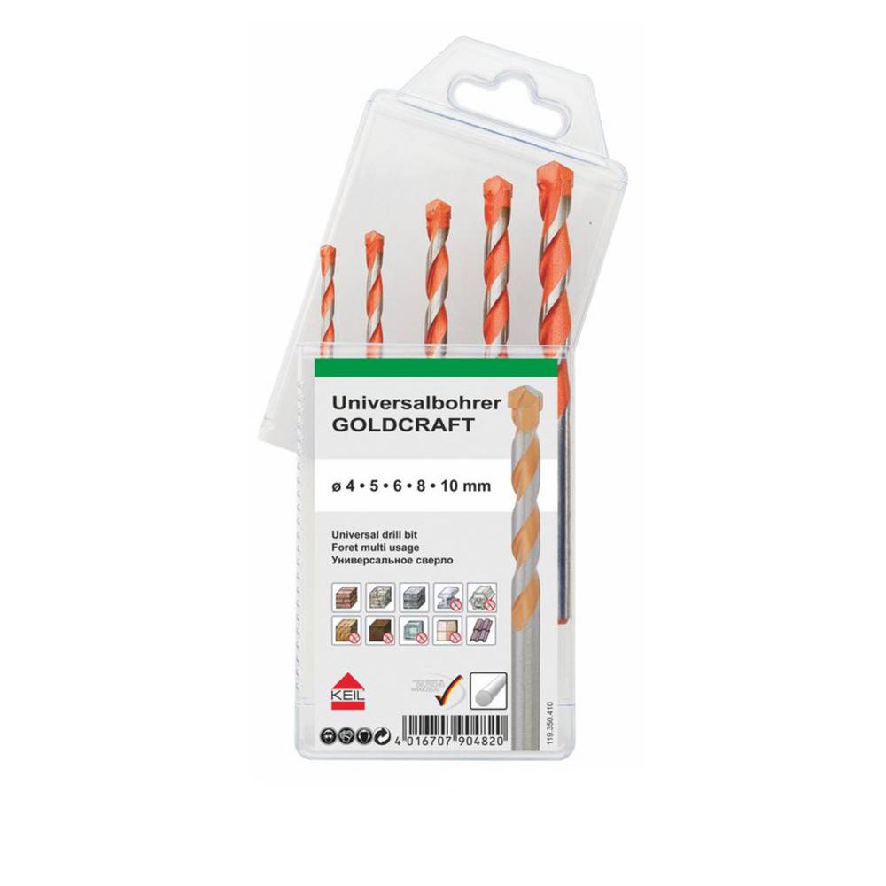 Heller Goldcraft Universal-Bohrer-Satz/Set 4x75 - 5x80 - 6x100 - 8x120 - 10x120