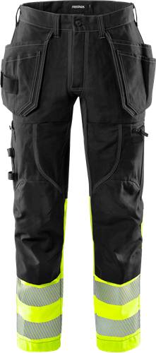 Fristads High Vis Handwerker Stretch-Hose Kl.1 2608 FASG - Warnschutz-Gelb/Schwarz/C64 132849-196-C64