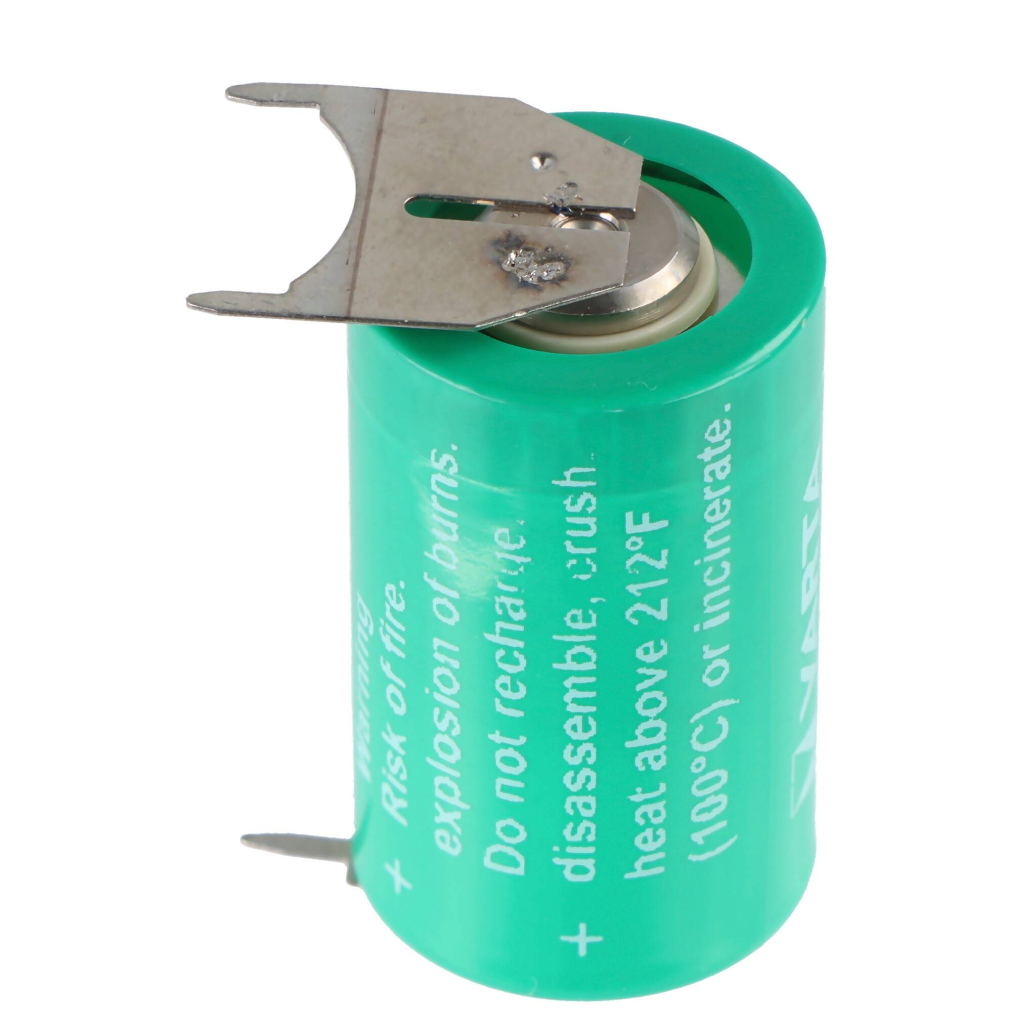 Varta 6127 CR1/2AA mit Printanschluss +--, Rastermaß 10mm, Pluspol 1er Print, Minuspol 2er Print