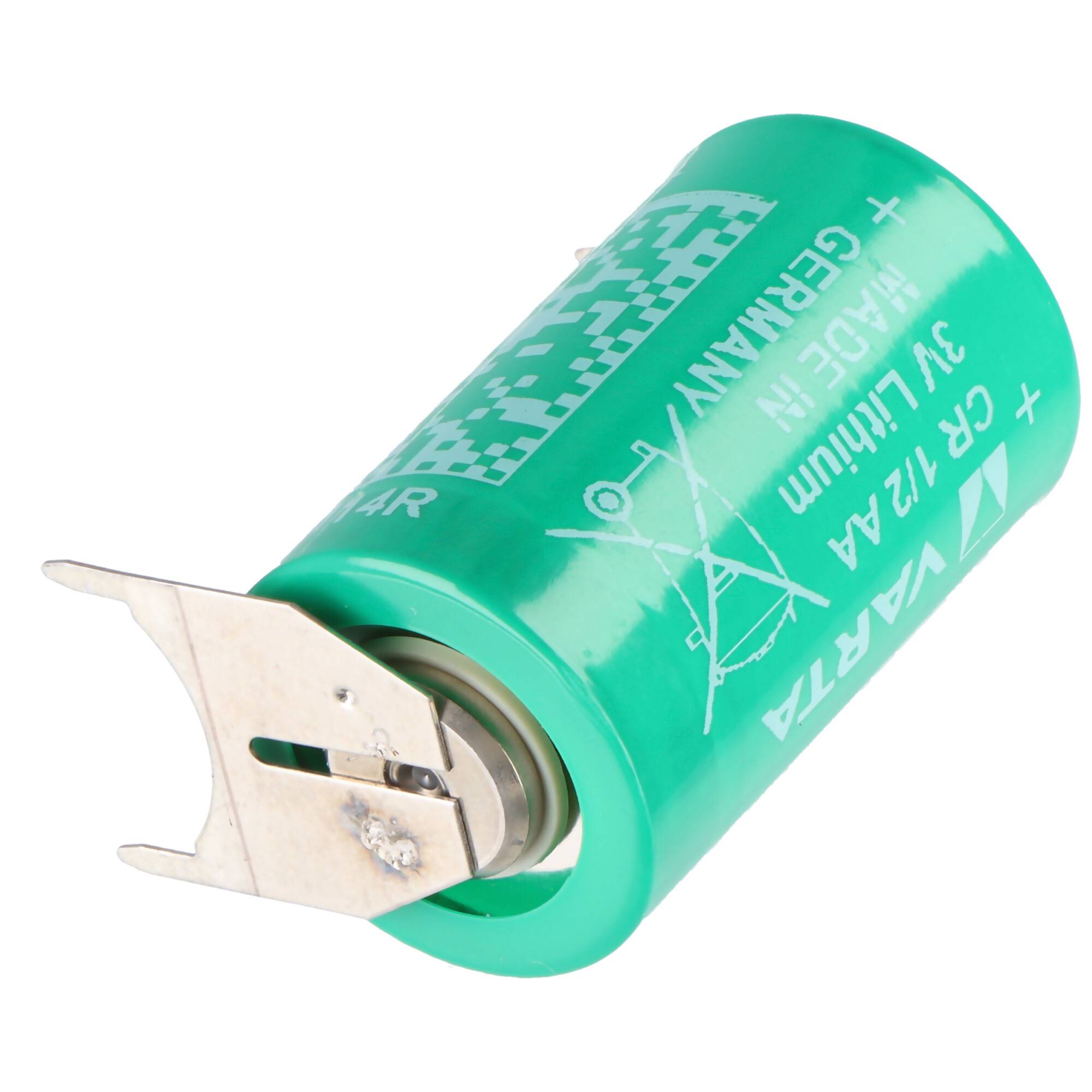 Varta 6127 CR1/2AA mit Printanschluss +--, Rastermaß 10mm, Pluspol 1er Print, Minuspol 2er Print