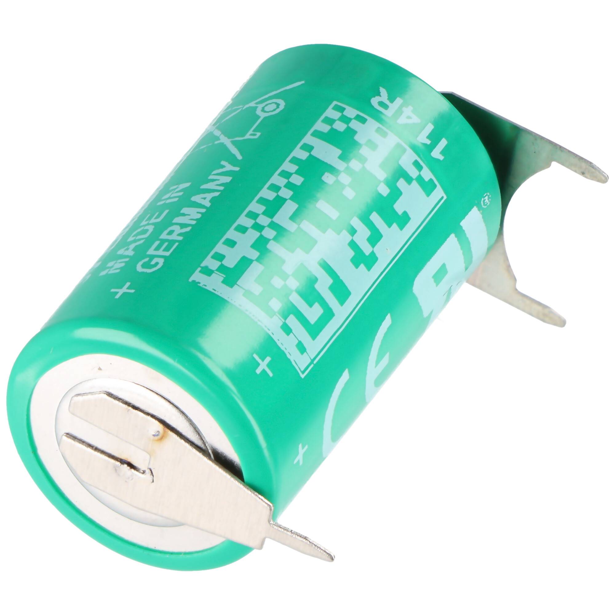 Varta 6127 CR1/2AA mit Printanschluss +--, Rastermaß 10mm, Pluspol 1er Print, Minuspol 2er Print