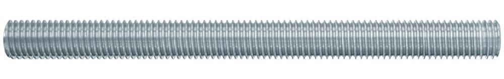 Eine Nahaufnahme einer metallischen Gewindestange, die detaillierte Spiralrillen entlang ihrer zylindrischen Oberfläche zeigt.