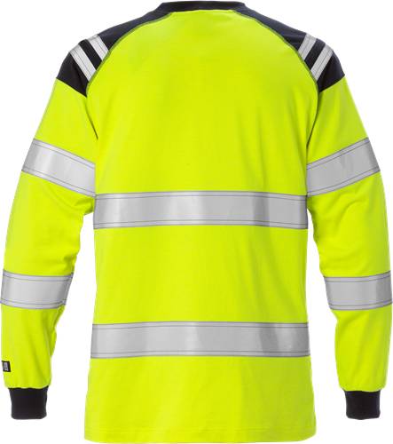 Fristads Flamestat High Vis T-Shirt, Langarm, Damen Kl. 3 7097 TFLH - Warnschutz-Gelb/Marine/3XL 129522-171-3XL