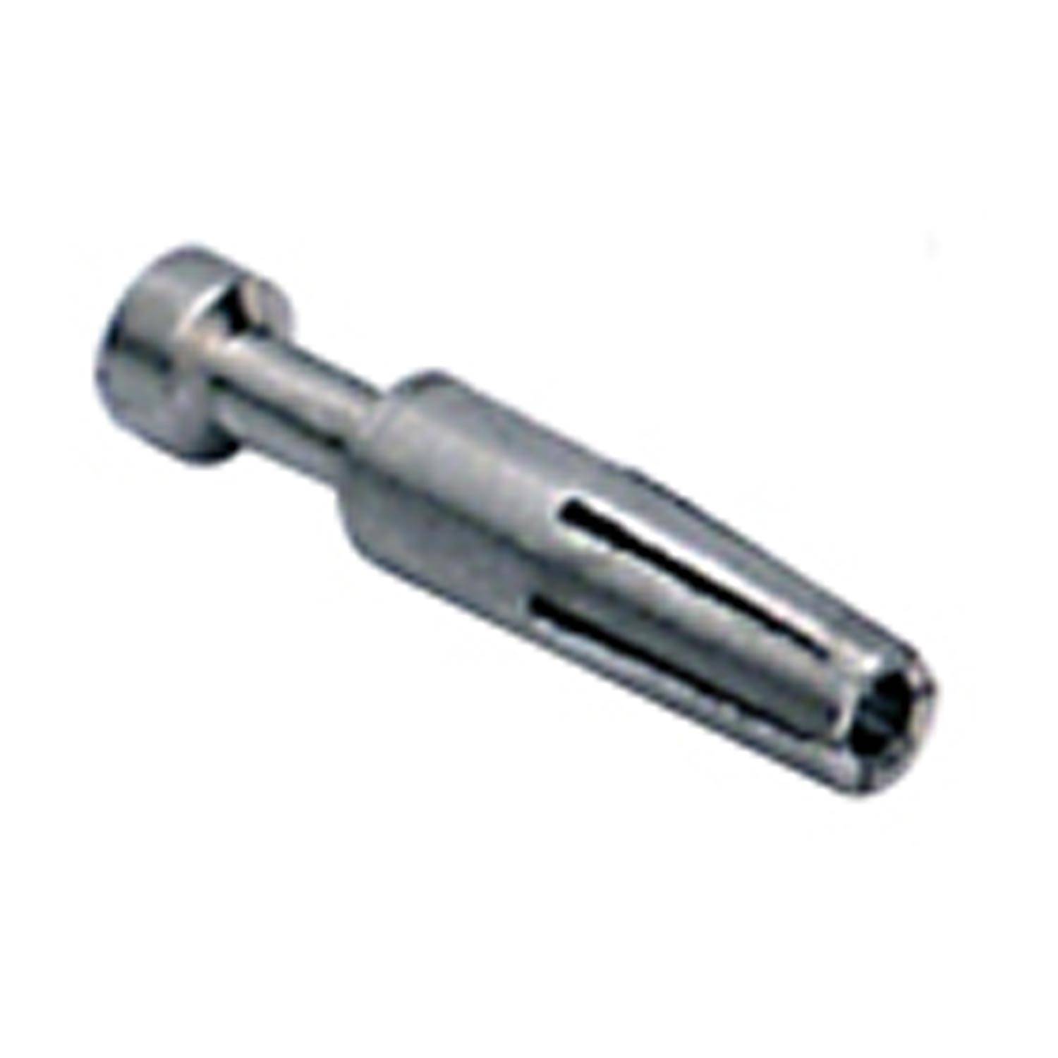 Metallischer Dübel mit konischer, geschlitzter Konstruktion, häufig in Maschinen oder im Bauwesen für präzise Ausrichtung verwendet.