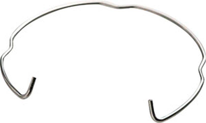 Ein kleiner Abschnitt schwarzen Drahts, der vor einem weißen Hintergrund eine Haken-Form bildet.